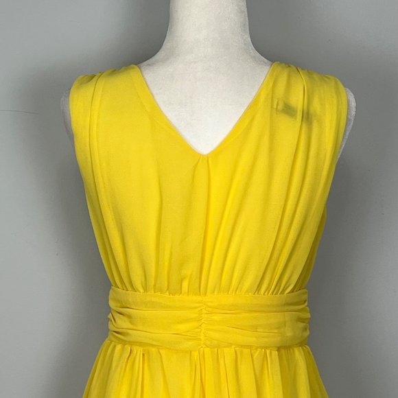Fu Xiang Yi NEW Womens Yellow Chiffon Long Dress Sleeveless V Neck size Medium - Picture 6 of 9